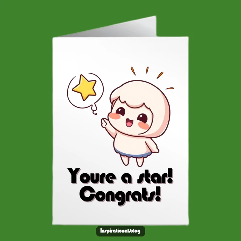 Free Printable Star Burst Congrats Card: Funny Character Downloadable Gift