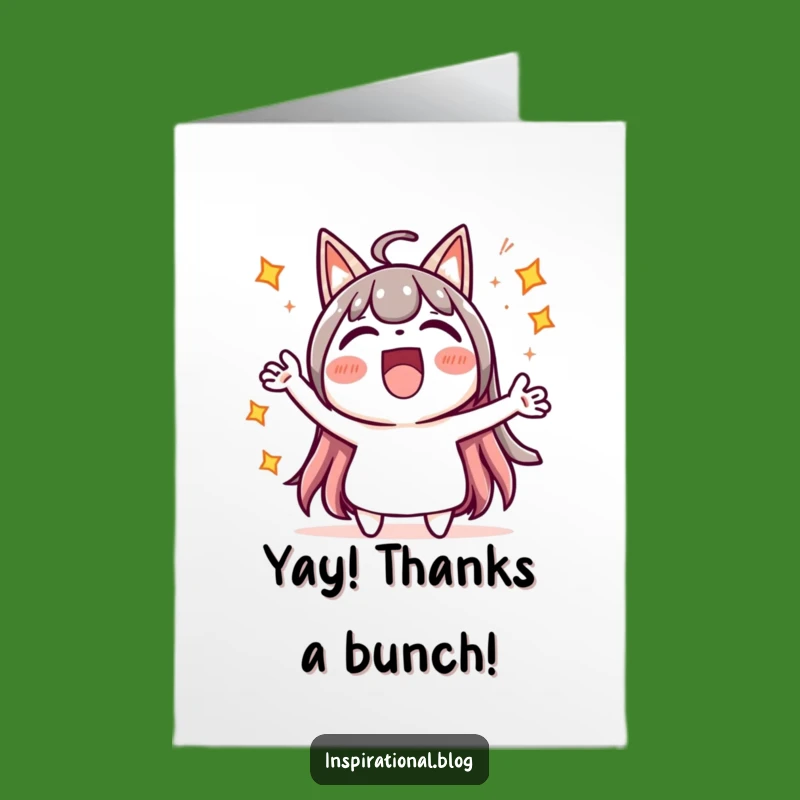 Free Printable Cheerful Kawaii Thank You Card - Funny Downloadable Gratitude Gift