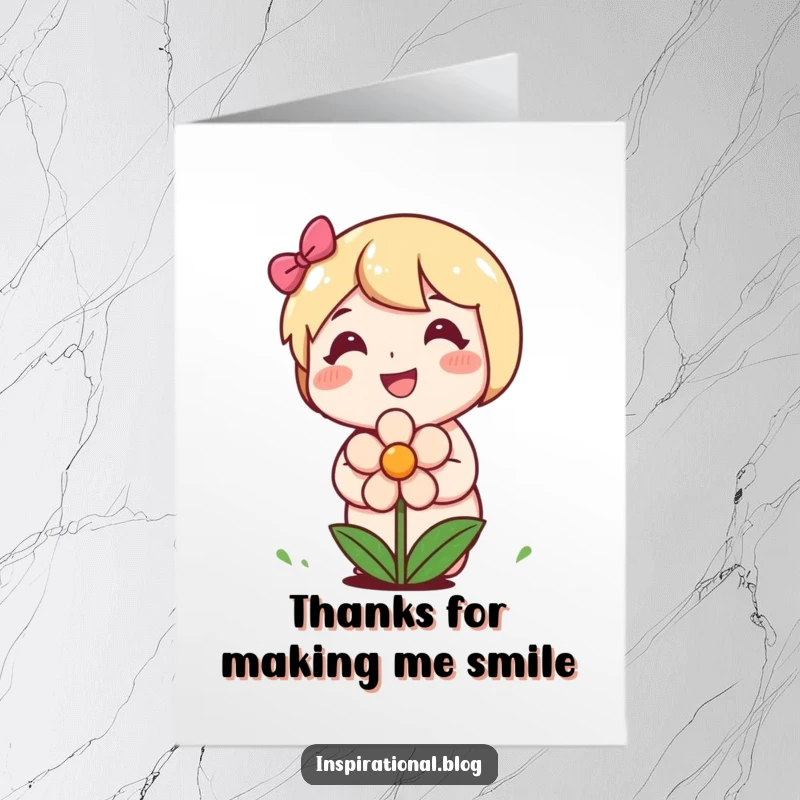 Funny Free Printable Thank You Card: A happy character plants a smiling flower, offering a beautiful token of gratitude.