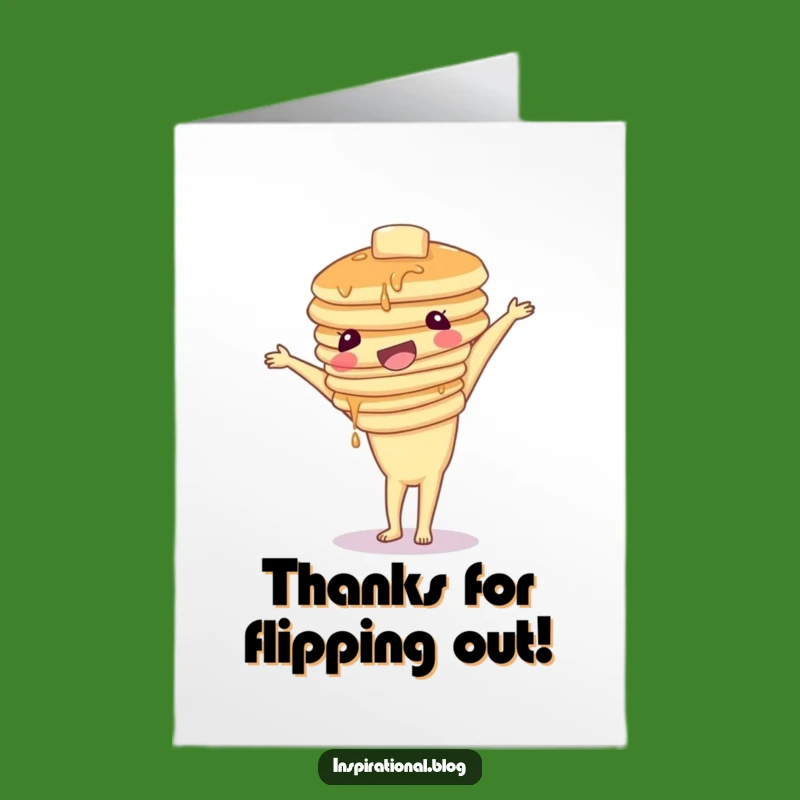 Free Printable Thank You Card: Pancake Handstand, Funny Food Downloadable Gift for Gratitude