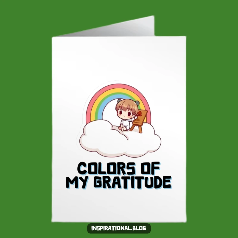Free Printable Thank You Card: Rainbow Artist Character, Colorful Gratitude