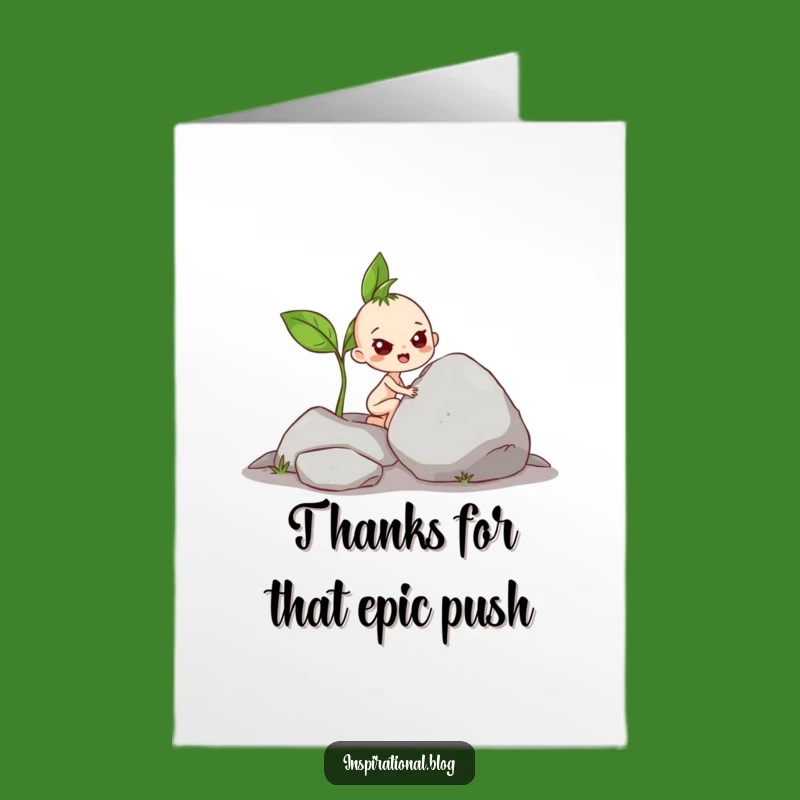 Free Printable Thank You Card: Sprout Pushes Rock - Funny Downloadable Appreciation Gift