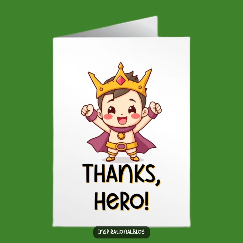 Free Printable Thank You Card: Tiny Hero Pose for Funny, Downloadable Gift