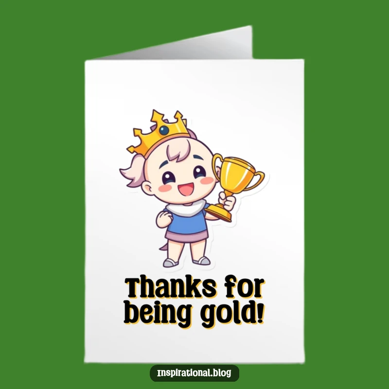 Funny Free Printable Thank You Card: Proud Trophy Character Gratitude