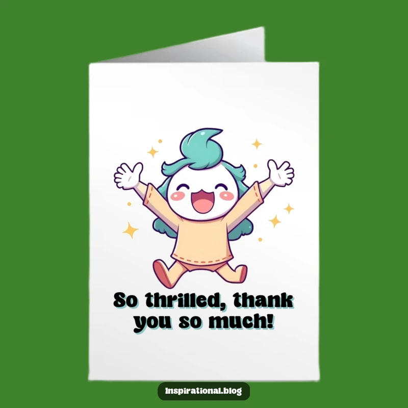 Free Printable Thank You Card: Uplifting Leaping Character Downloadable for Sincere Thanks