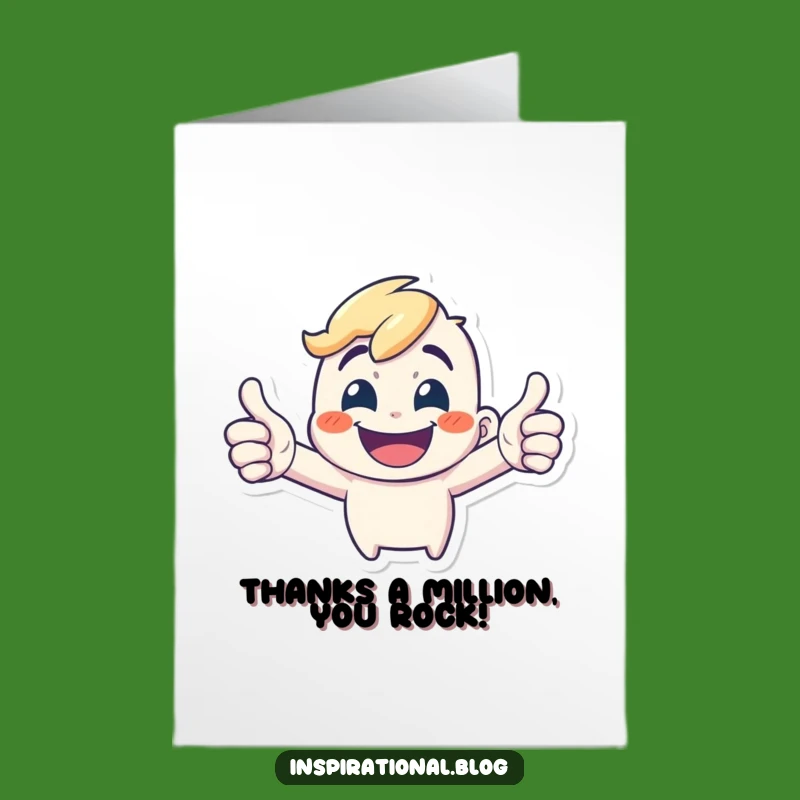 Free Printable Thank You Card: Thumbs-Up Character Funny Downloadable Gift