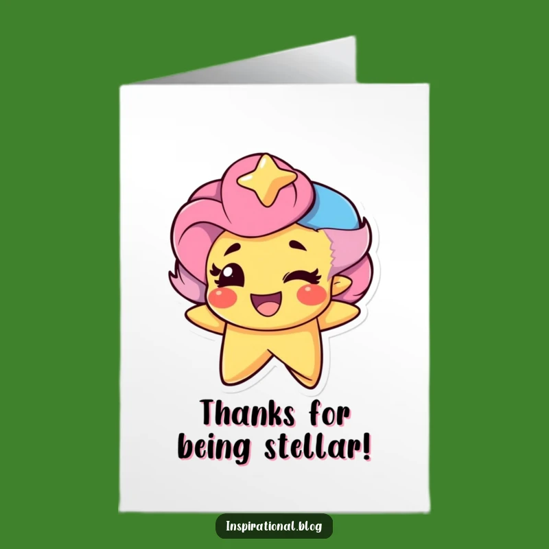 Free Printable Winking Star Thank You Card - Funny Downloadable Appreciation Note