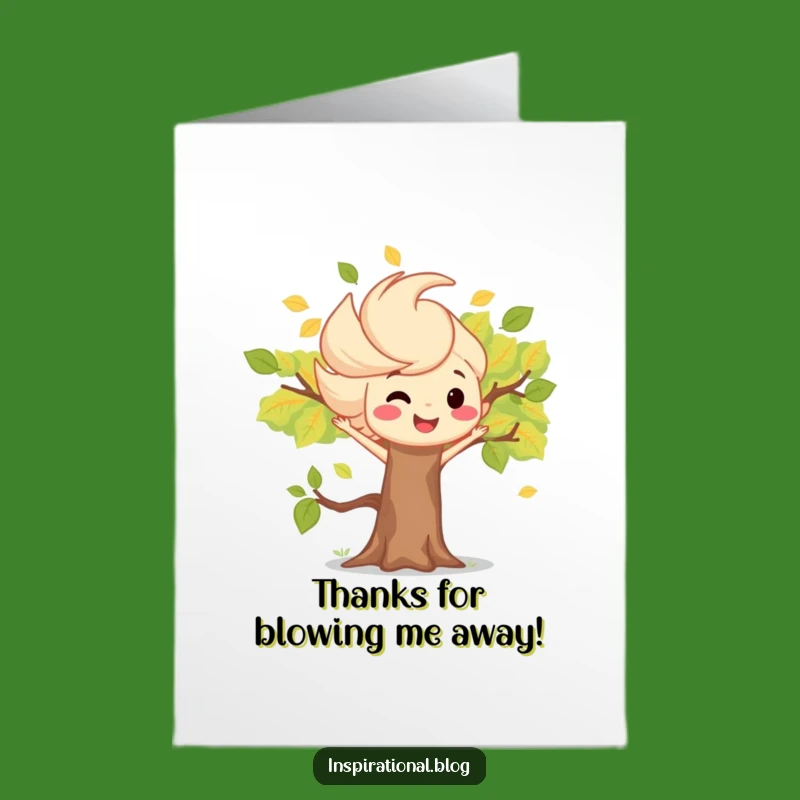 Free Printable Thank You Card: Funny Wind Gust Leaves, Appreciative Downloadable Gift