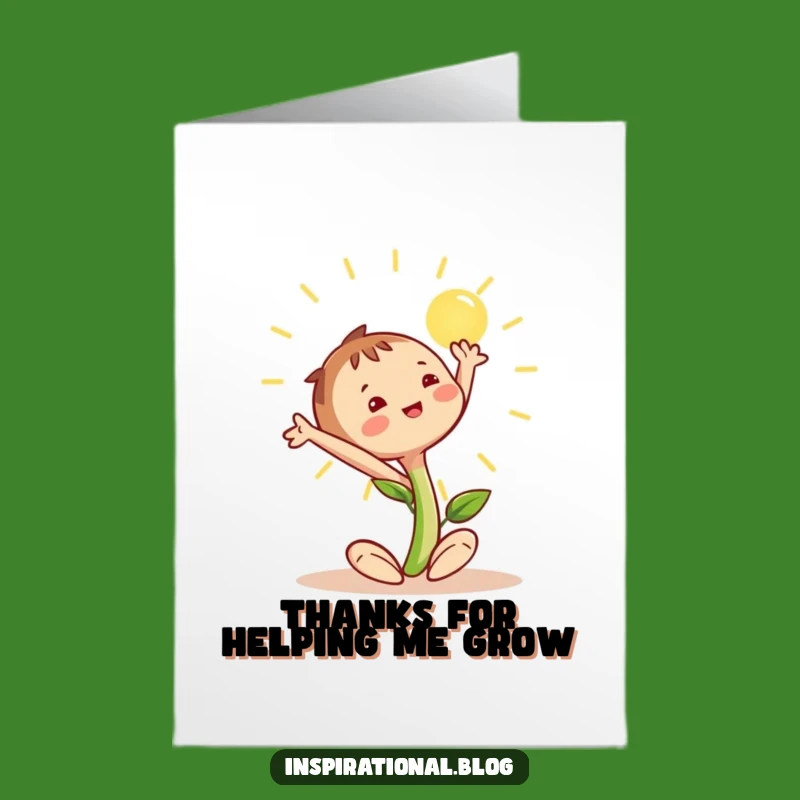 Free Printable Thank You Card: Happy Seedling Reaching for Sun - Funny Downloadable
