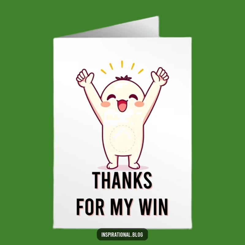 Free Printable Triumphant Thank You Card: Victory Kawaii Downloadable Gift!