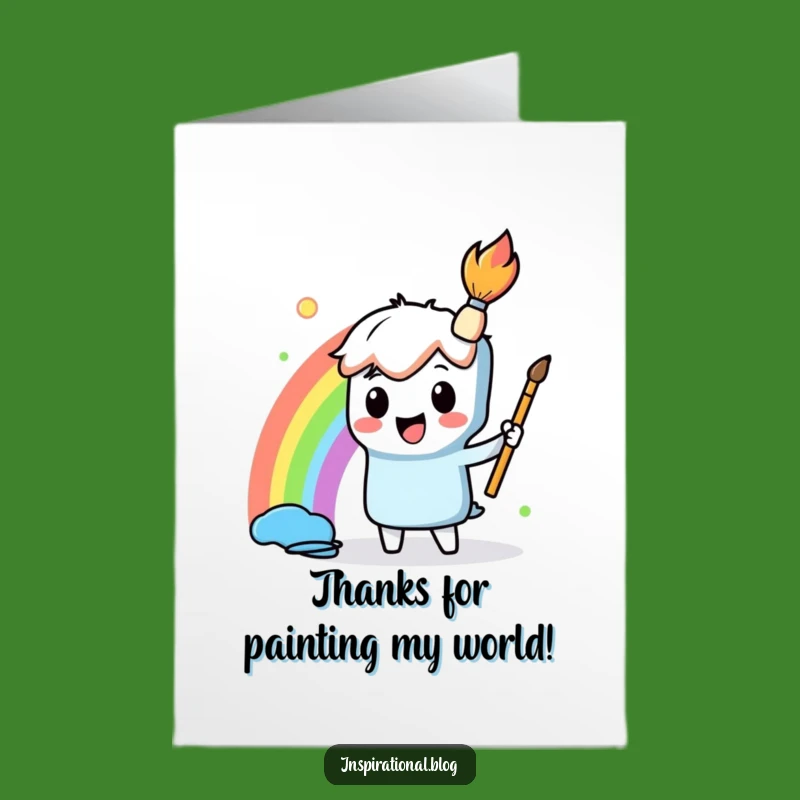 Free Printable Thank You Card: Paintbrush Rainbow Thanks, Downloadable Gift