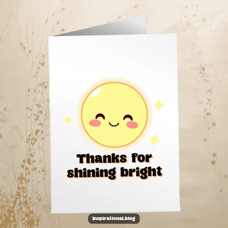 Funny Free Printable Moon Thank You Card with a cheerful moon character expressing gratitude with a bright, happy face.