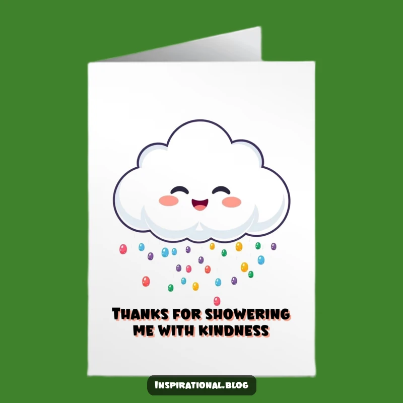 Free Printable Thank You Card: Giggling Cloud, Colorful Drops, Grateful Downloadable Gift
