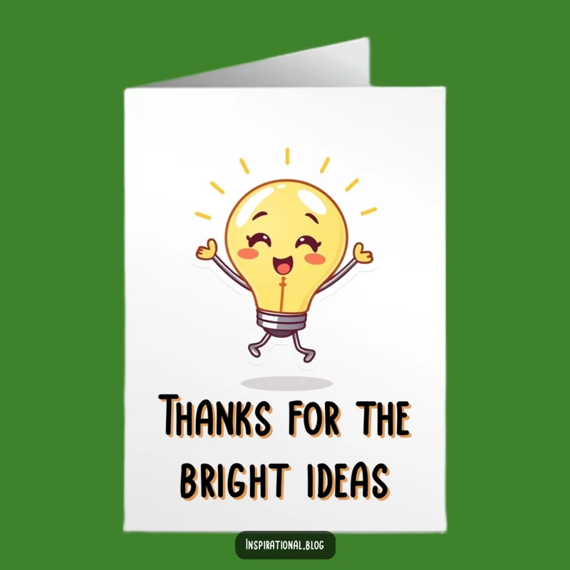 Free Printable Thank You Card: Dancing Lightbulb, Warm Glow, Grateful Downloadable Gift