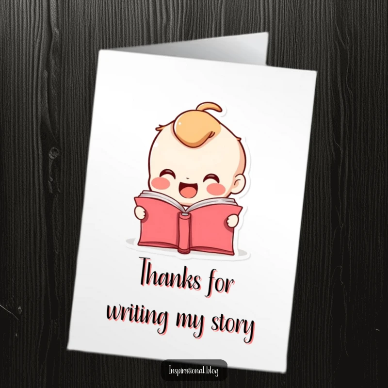 Funny Free Printable Thank You Card: A smiling book character excitedly opens its pages to express thanks.