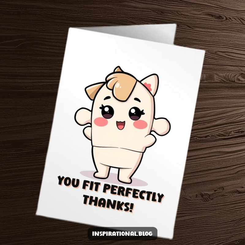 Funny Free Printable Thank You Card: Playful puzzle piece character snapping into place, symbolizing belonging and appreciation, funny gift.