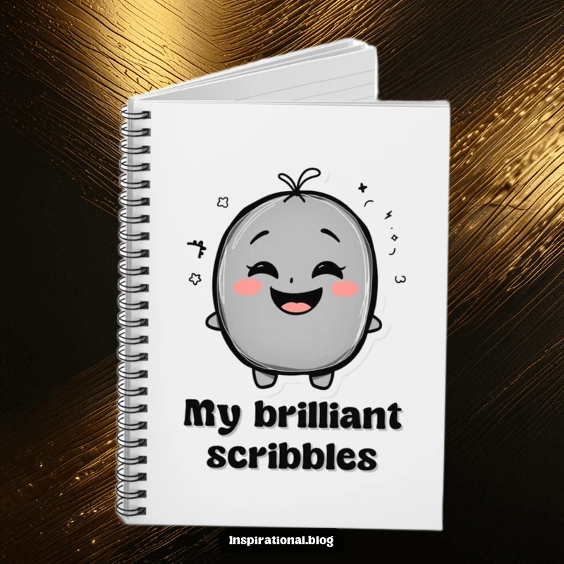 Funny Notebook featuring a chalkboard character with an exaggerated smile and a funny doodle, ideal for creative journaling.