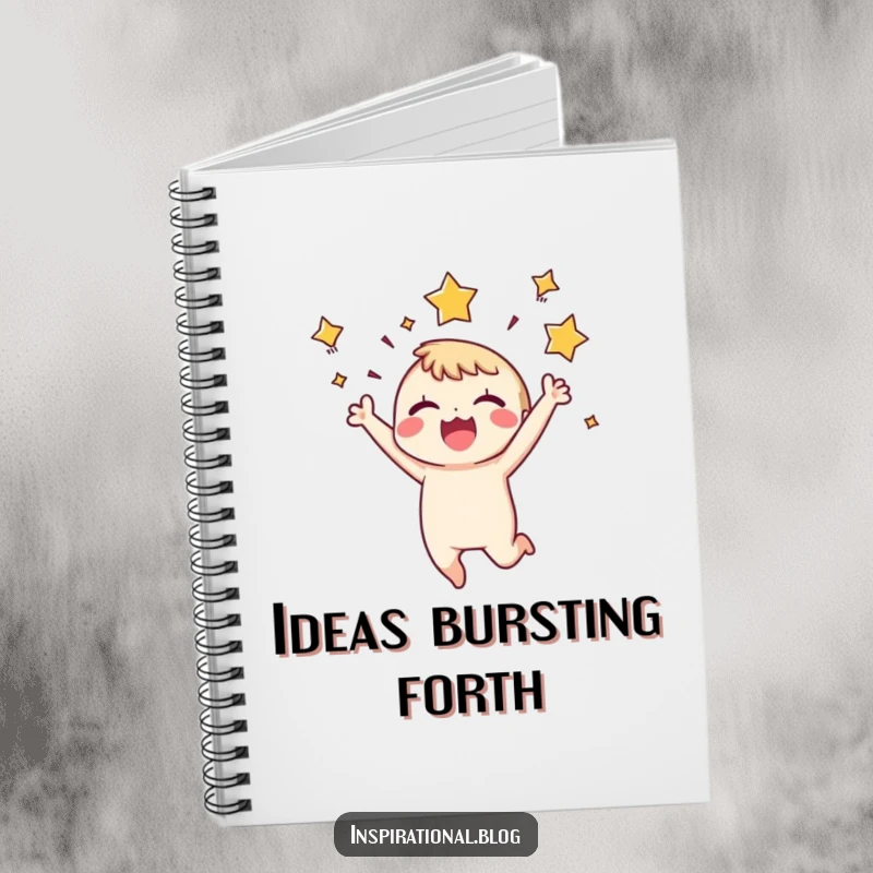 Funny Notebook: A tiny character leaps with stars bursting around its head, inspiring bright ideas and expressions of pure happiness.