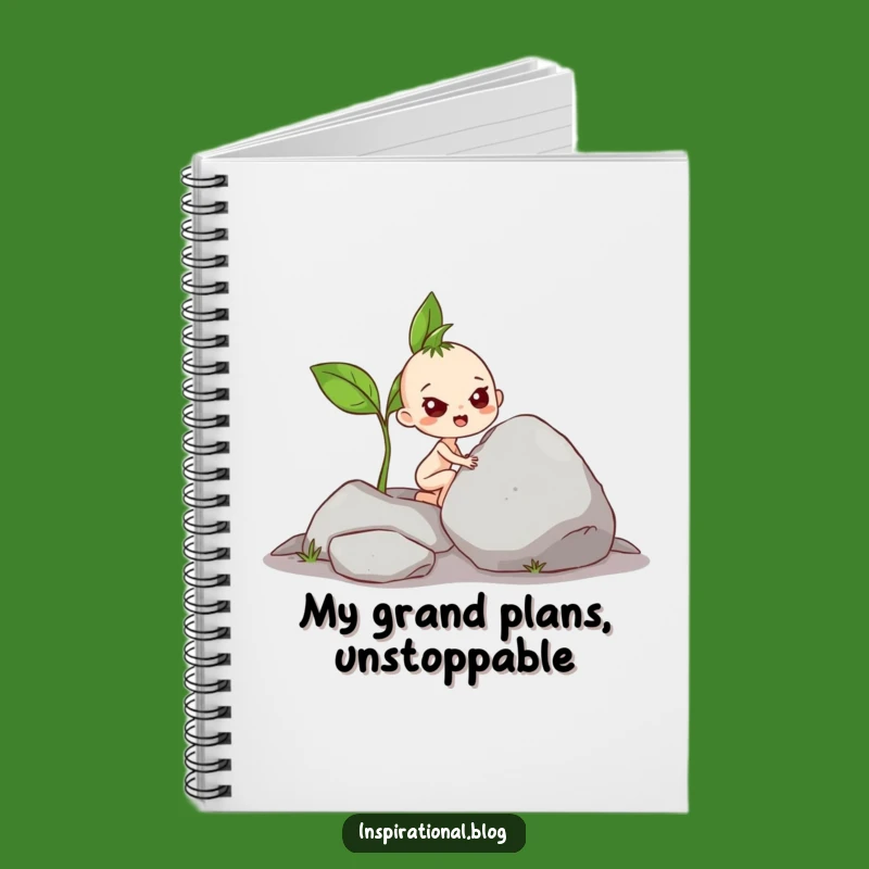 Funny Sprout Pushing Rock Notebook - Jot Down Ideas With Humor