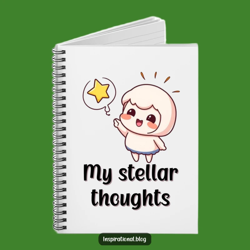 Funny Excitement Notebook - Cute Character Points at Bursting Star Journal