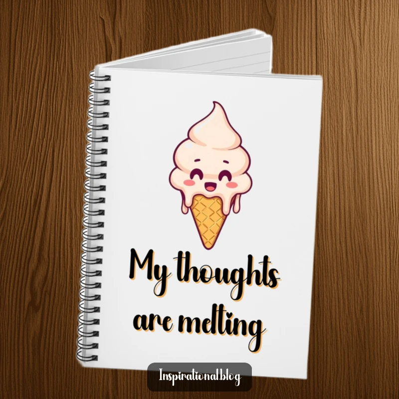 Funny Notebook: Journal featuring a surprised melting ice cream cone illustration, perfect for sweet note-taking.