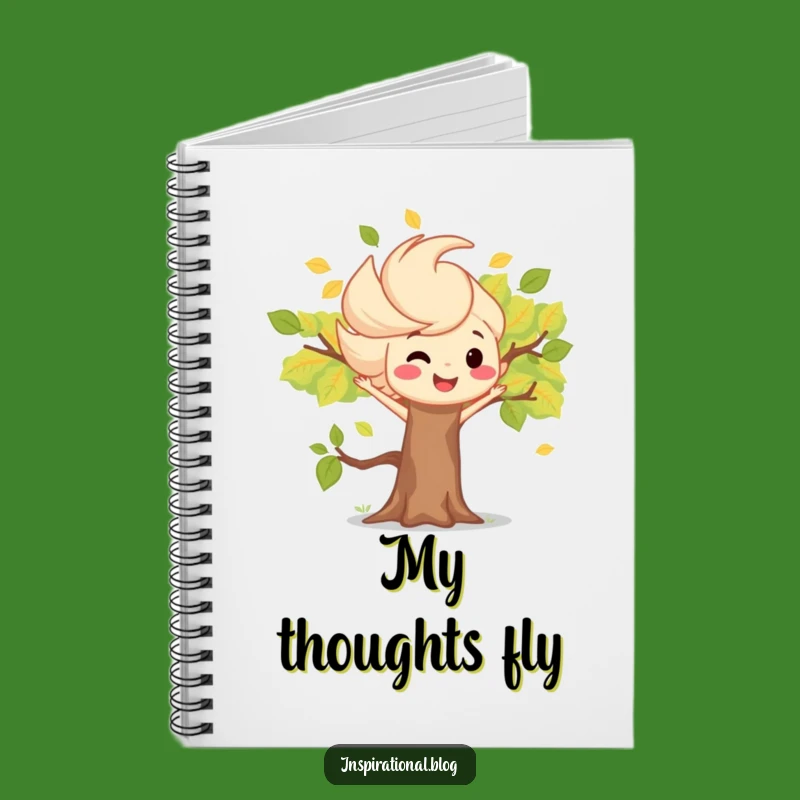 Funny Wind Gust Notebook - Jot Down Ideas Smiling Tree
