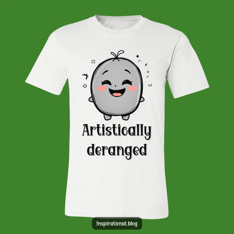 Funny Chalkboard Doodle Tee: Exaggerated Smiles and Artistic Humor