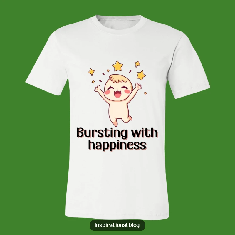 Funny Joyful Character T-Shirt: Tiny Leaper Expressing Excitement, Hilarious Gift Tee