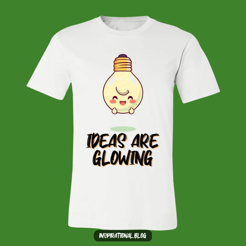 Funny Lightbulb Idea T-Shirt - Character Peeking From Smiling Lightbulb