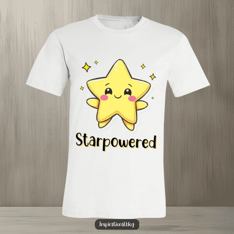 Funny t-shirt showing a pen character happily drawing a star, embodying creativity and a positive, artistic spirit.