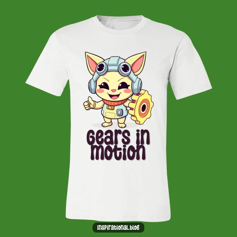 Funny Gear Character T-Shirt: Turning Smiles, Mechanical Fun, Great Gift!