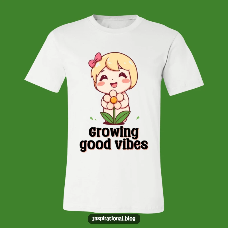 Funny Planting Character T-Shirt: Happy Flower Planting Tee