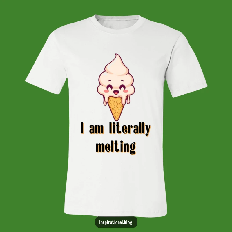 Funny Melting Ice Cream Cone T-Shirt - Surprised & Dripping Fun