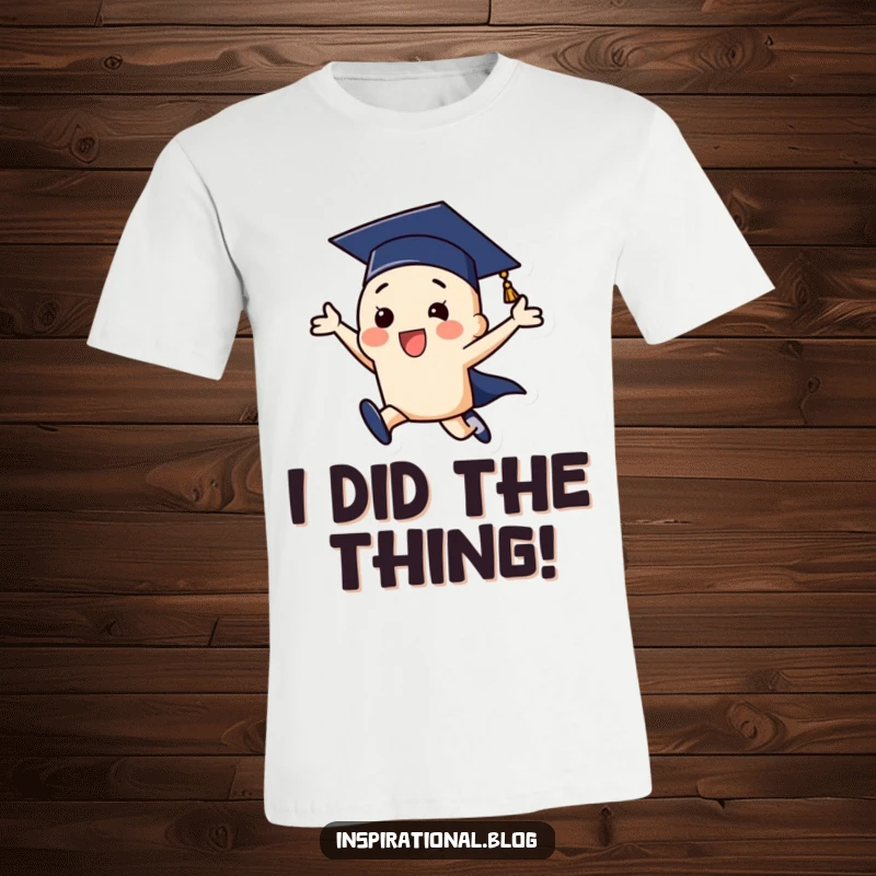 Funny graduation cap character celebrating a successful graduation with an energetic leap, ideal for proud grads.