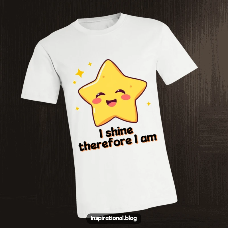 Funny T-shirt depicting a laughing star character twinkling with contagious joy, perfect for expressive casual wear.