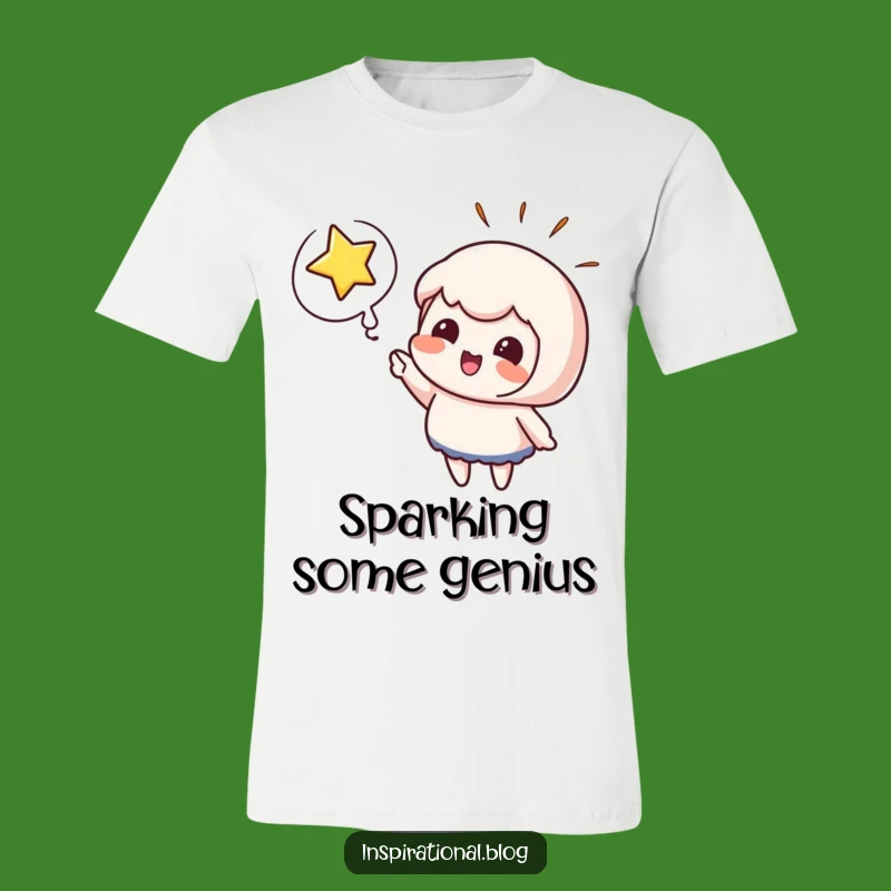 Funny Excitement T-Shirt - Cute Character Points at Bursting Star Tee