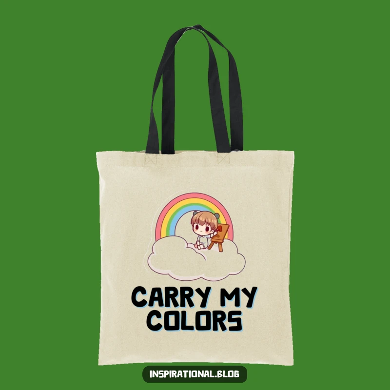 Funny Rainbow Cloud Tote Bag: Carry Your Art Supplies in Style