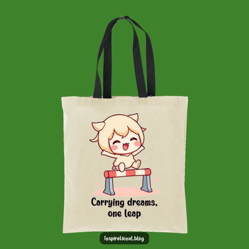 Funny Kawaii Leaping Character Tote Bag: Carry Your Essentials with Humor