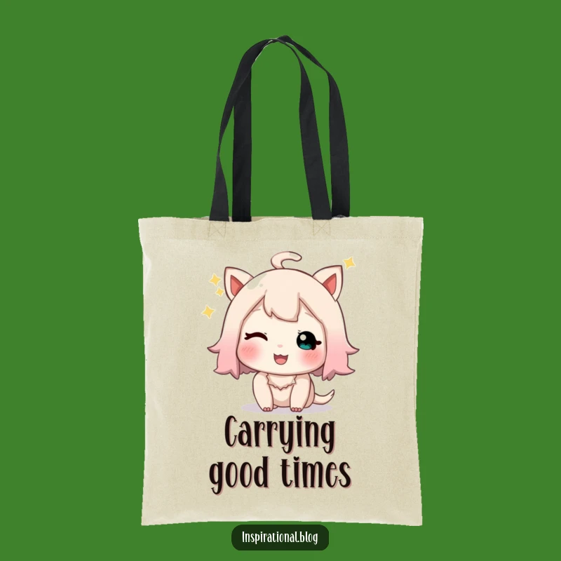 Funny Winking Character Tote Bag: Carry Your Sparkle and Playful Sigh