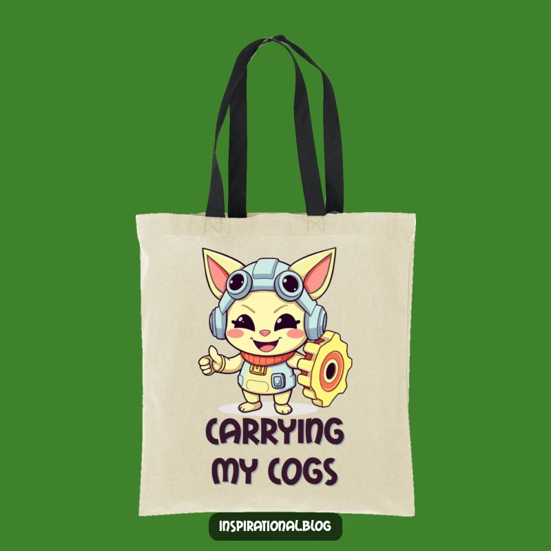 Funny Gear Character Tote Bag: Carry Your Tools with a Smile, Perfect Gift!