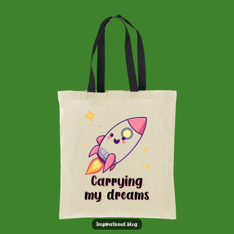 Funny Rocket Ship Tote Bag - Carry Your Dreams to the Stars Gift