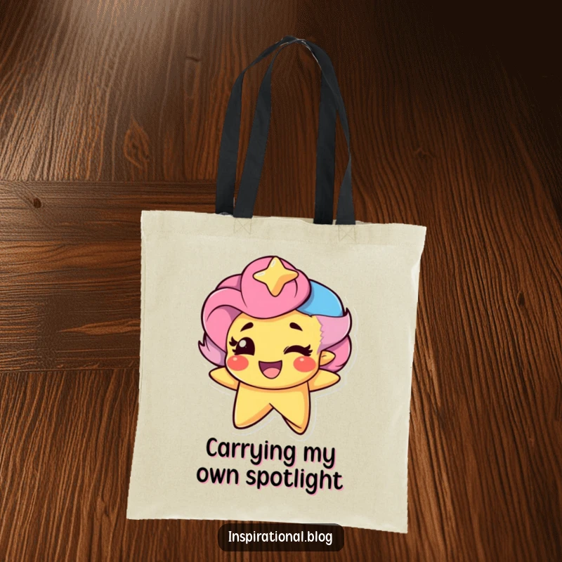Funny Star Character winking with pride on a durable tote bag, adding a celestial touch to everyday carrying.