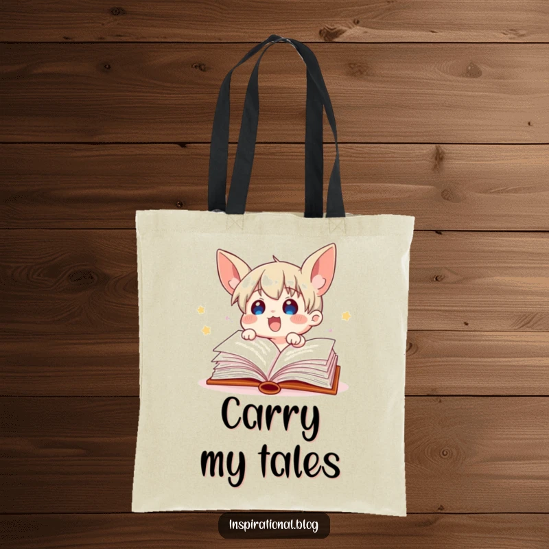 Funny book character with pages fluttering energetically, ready to carry books, on a stylish and practical tote bag.