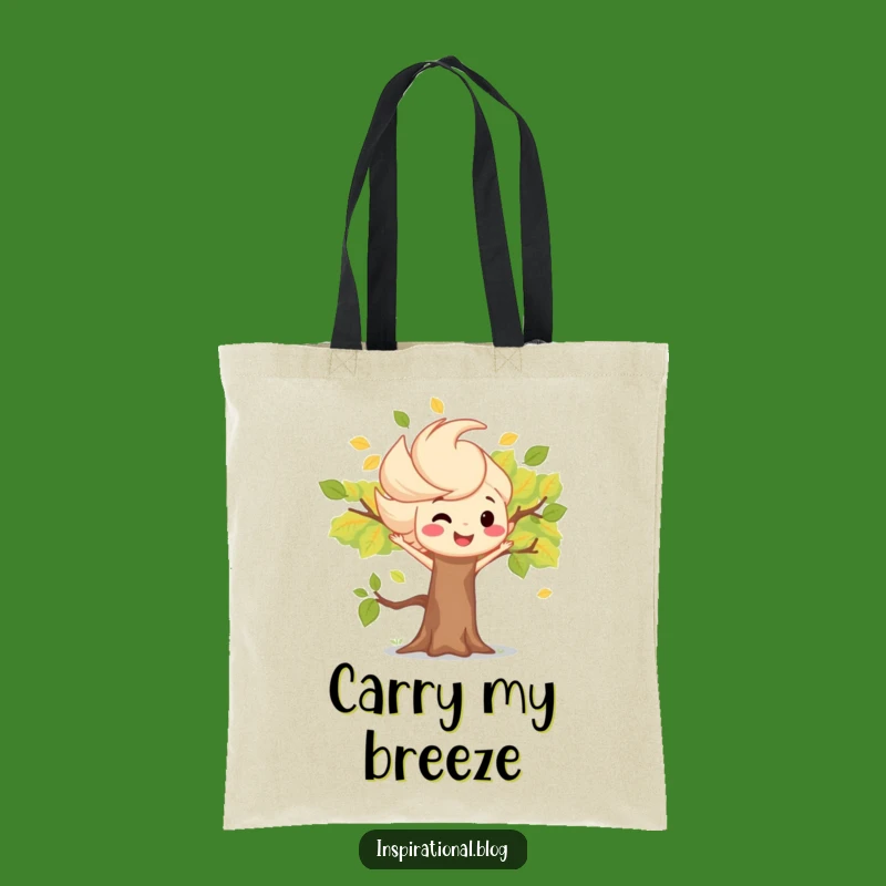 Funny Leaf-Blowing Wind Gust Tote Bag - Cute Tree Accessory