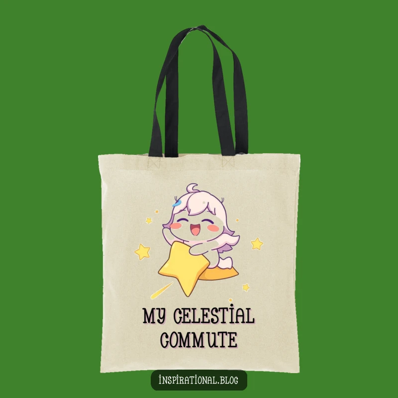 Funny Shooting Star Rider Tote Bag: Joyful Character Carry-all Gift!