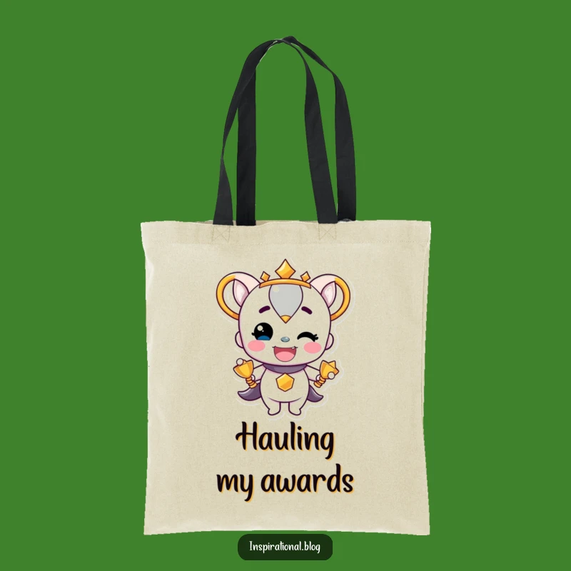 Funny Trophy Tote Bag: Carry Your Victories with Beaming Pride and Humor.