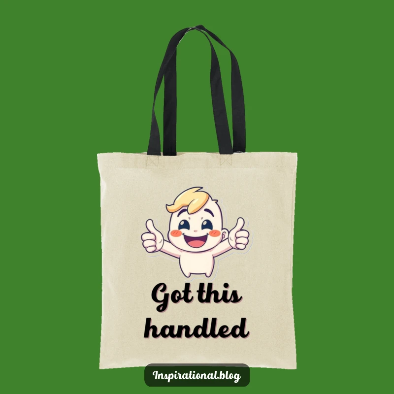 Funny Double Thumbs-Up Tote Bag: Carry Good Vibes with a Grinning Energetic Character