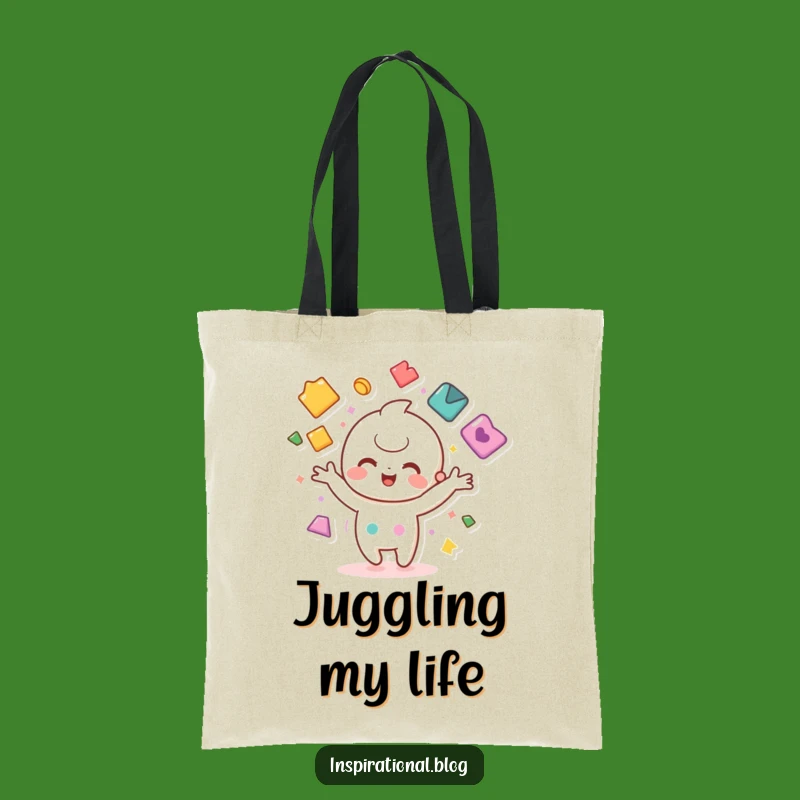 Funny Kawaii Juggling Tote Bag - Colorful Shapes Carry-All, Ideal Funny Gift