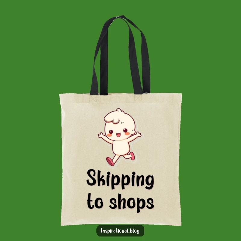 Funny Kawaii Skipping Tote Bag - Bouncy Step Carry-All, Ideal Funny Gift